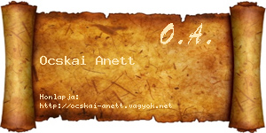 Ocskai Anett névjegykártya